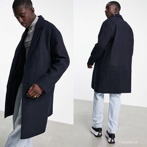 ASOS Design relaxed fit wool mix overcoat in Black